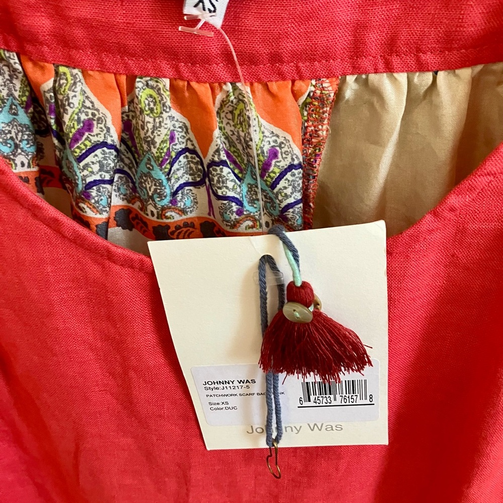 Johnny Was Coral and Multi Floral Patchwork Tunic - Picture 4 of 4